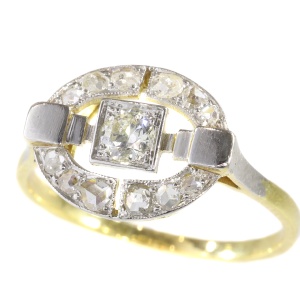 Art Deco diamond ring in two tone gold